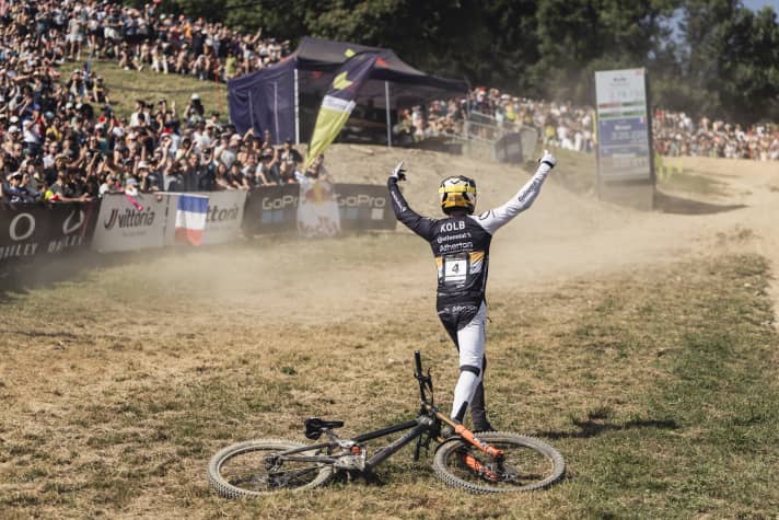 Droomseizoen: de Oostenrijker Andi Kolb won zijn eerste wereldbeker in Leogang en volgde in Les Gets (foto).  Ook hij heeft kritiek op de soms te snelle wegen.