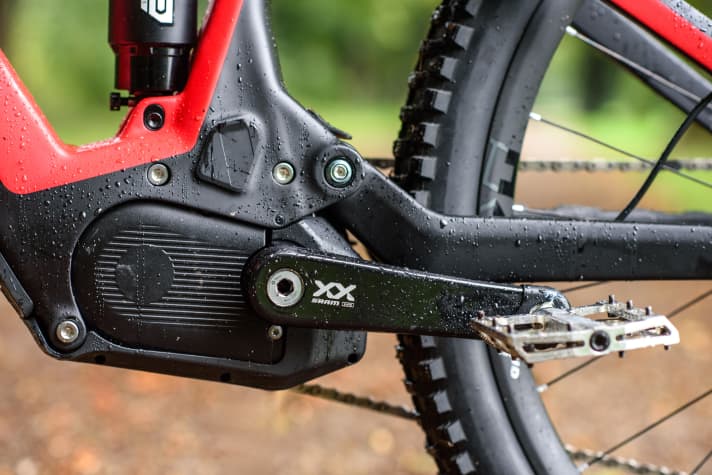 Hier wordt de Drive SMag van Brose duidelijk zichtbaar. De trapas maakt deel uit van een nieuwe e-mountainbike met Eagle Powertrain, die binnenkort wordt geïntroduceerd.